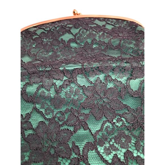 Vintage Mel-Ton Lace Evening Clutch With Gold-Tone Frame & Snap Closure Black Fl - Picture 7 of 10